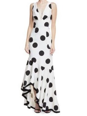 Sachin + Babi White Maxi Dress with Black Polka Dots